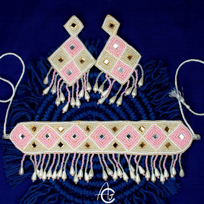 Beads Embroidered Necklace Set : Handmade