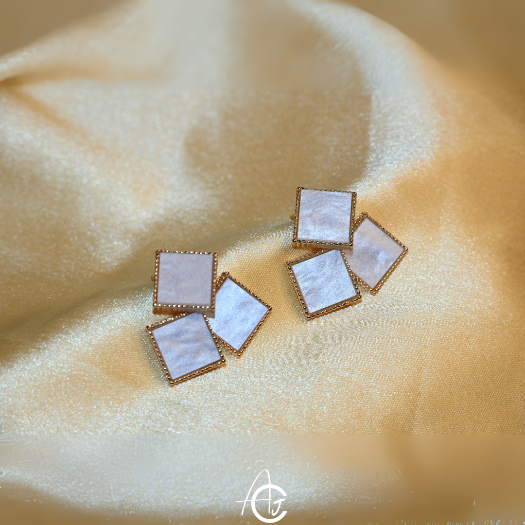 Shell Triangle Earrings Gold Tone