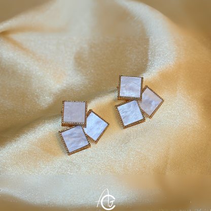 Shell Triangle Earrings Gold Tone