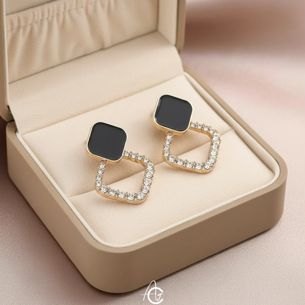 Bling Square Drop Earrings
