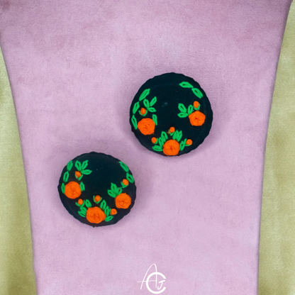 Embroidered Fabric Earrings : Handmade