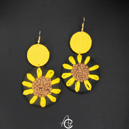 Embroidered Fabric Earrings : Handmade