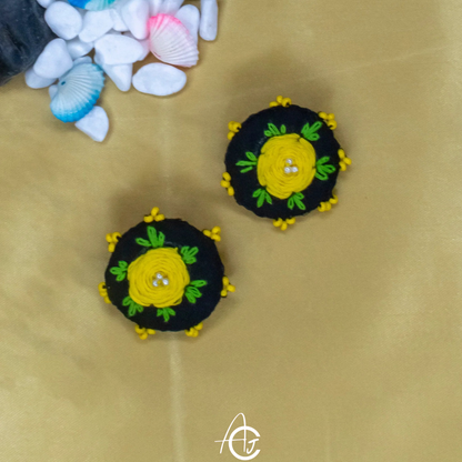 Embroidered Fabric Earrings: Handmade