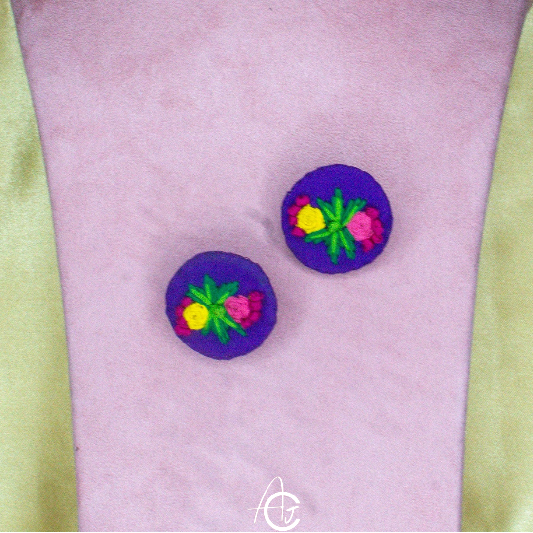 Embroidered Fabric Earrings : Handmade