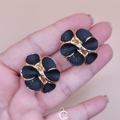 Flower Petal Earrings Black