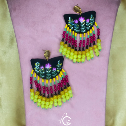 Fabric Earrings, Handpainted : Handmade