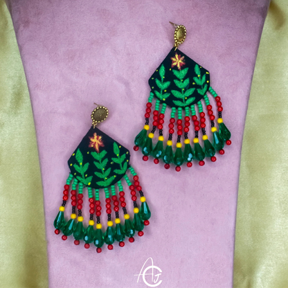 Handpainted Fabric Earrings  : Handmade