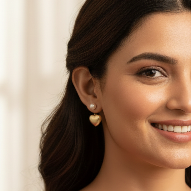 Heart And Pearl Earrings