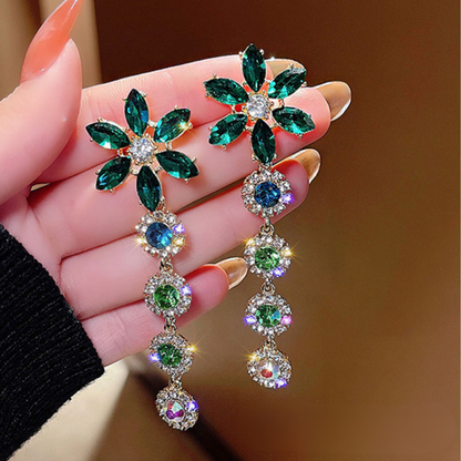 Crystal Flower Statement Earrings