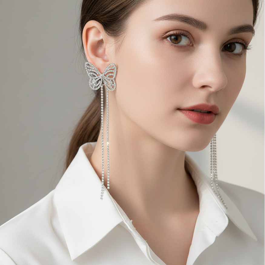 Butterfly Drop Statement Earrings
