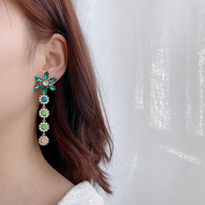 Crystal Flower Statement Earrings