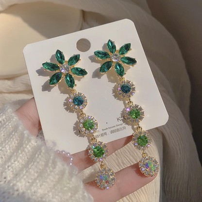 Crystal Flower Statement Earrings