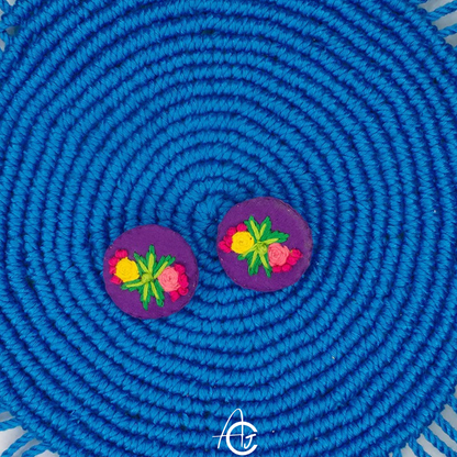 Embroidered Fabric Earrings : Handmade