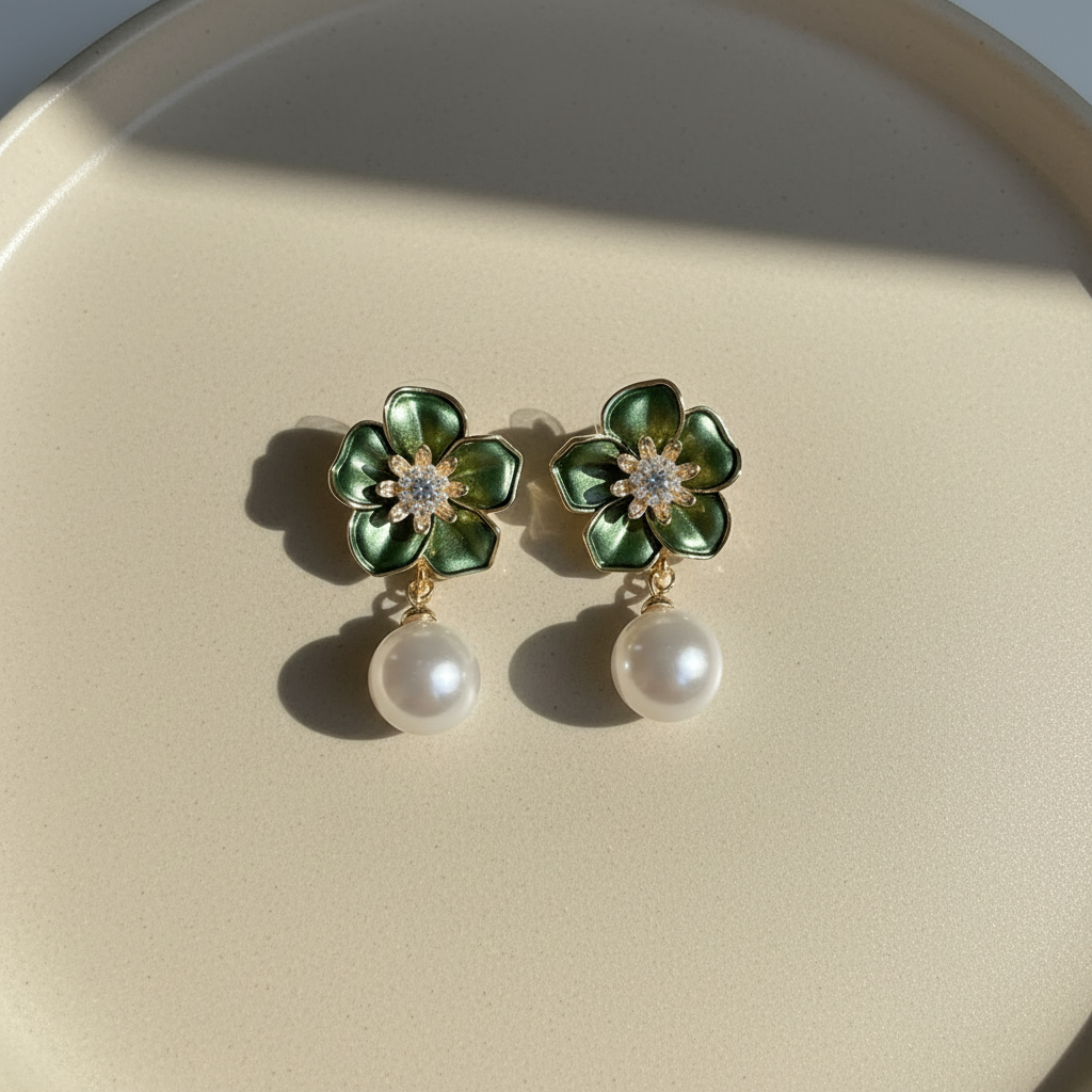 Pearl and Flower Earrings
