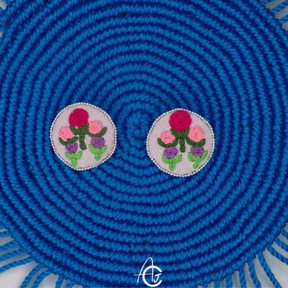 Embroidered Fabric Earrings : Handmade