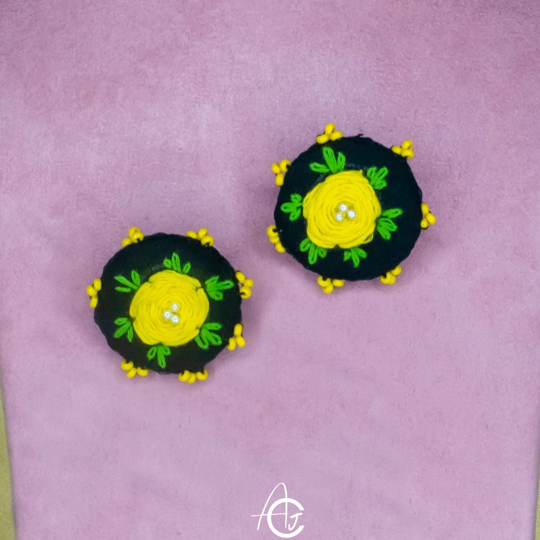 Embroidered Fabric Earrings: Handmade