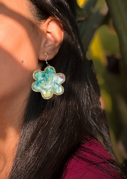 Flower Fluid Earrings : Handmade