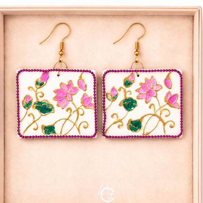 Statement Earrings, Handpainted : Handmade