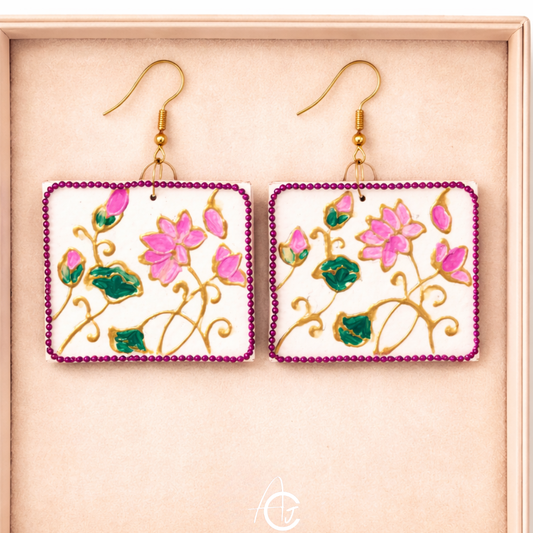 Statement Earrings, Handpainted : Handmade