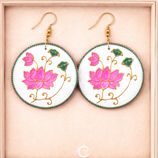 Statement earrings, Handpainted : Handmade