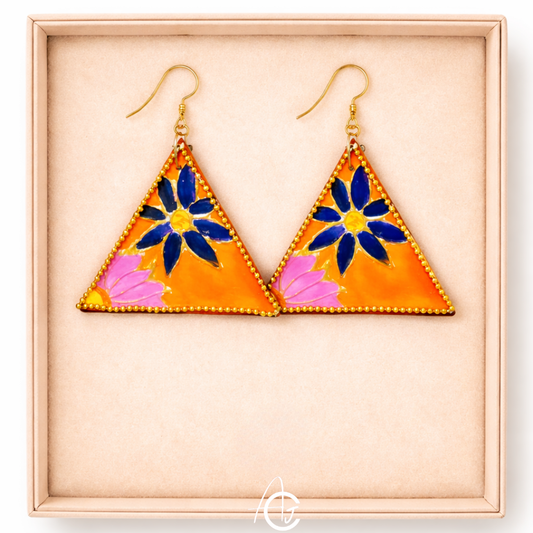 Satement Earrings, Handpainted : Handmade