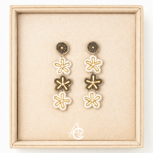 Beads Embroidered Earrings : Handmade