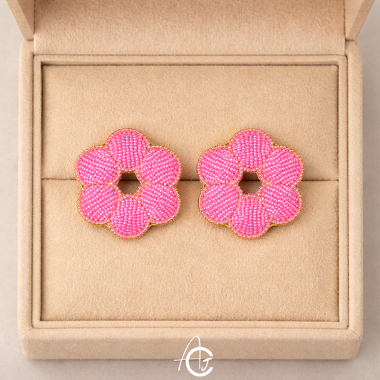 Beads Embroidered Earrings : Handmade