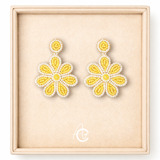 Beads Embroidered Earrings : Handmade