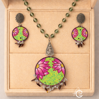 Statement Necklace Set, Handpainted : Handmade