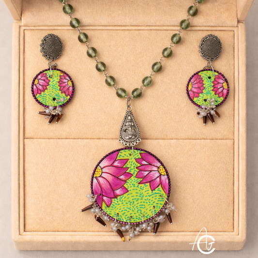 Statement Necklace Set, Handpainted : Handmade