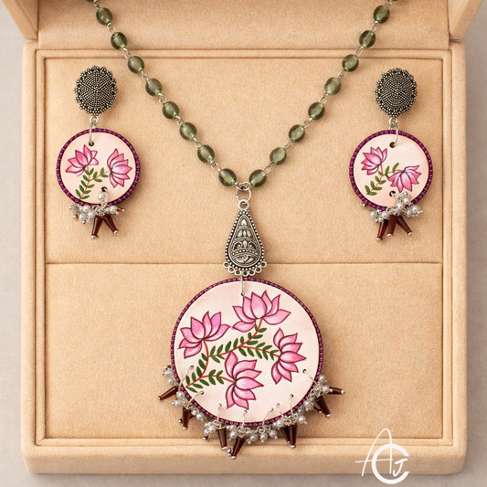 Statement Necklace Set, Handpainted  : Handmade