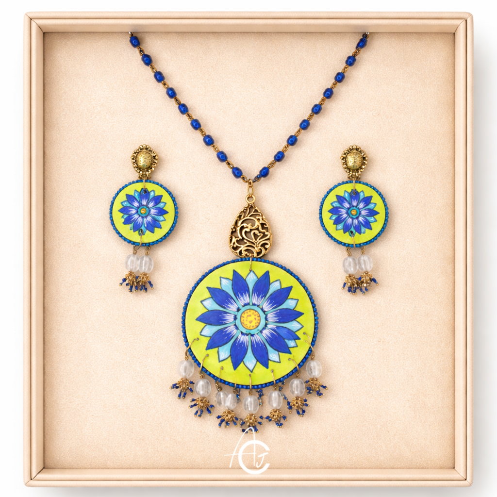 Statement Necklace Set, Handpainted : Handmade
