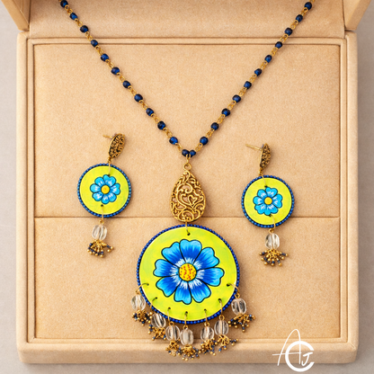 Statement Necklace Set, Handpainted : Handmade