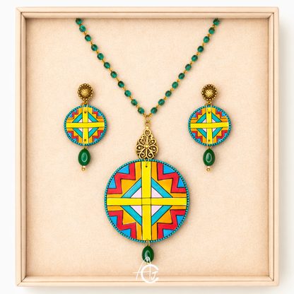 Statement Necklace Set, Handpainted : Handmade