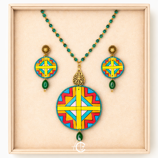 Statement Necklace Set, Handpainted : Handmade