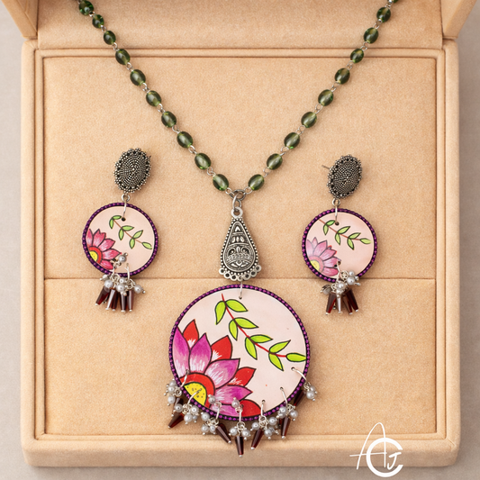 Statement Necklace Set, Handpainted : Handmade