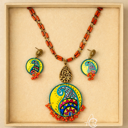 Statement Necklace Set, Handpainted : Handmade