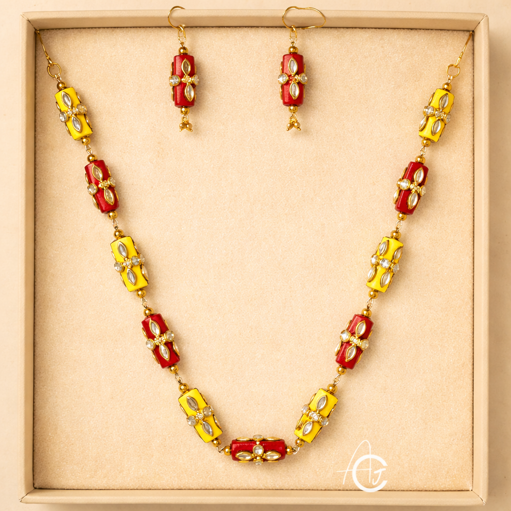 Beads Statement Necklace Set : Handmade