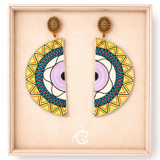 Statement Earrings, Handpainted : Handmade