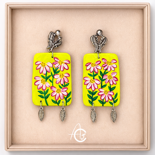 Statement Earrings, Handpainted : Handmade