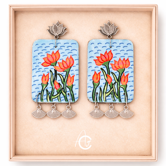 Statement Earrings, Handpainted : Handmade