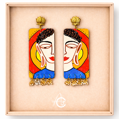 Statement earrings, Handpainted : Handmade