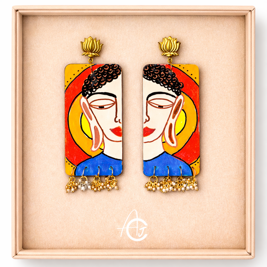 Statement earrings, Handpainted : Handmade