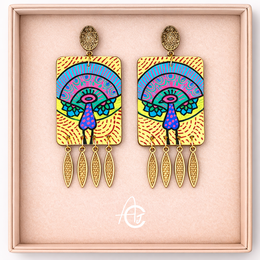 Statement Earrings, Handpainted : Handmade