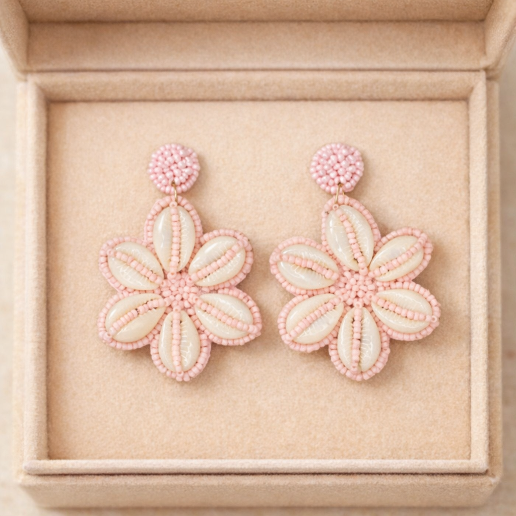 Kauri Embroidered Earrings : Handmade