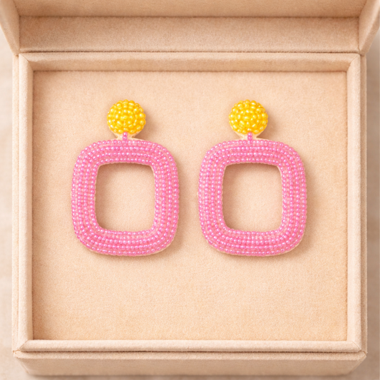 Beads Embroidered Earrings : Handmade