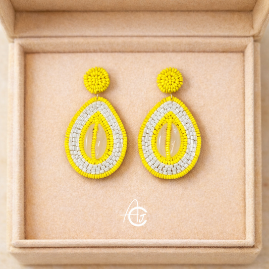 Kauri Embroidered Earrings : Handmade