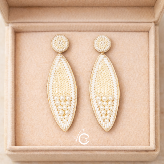 Beads Embroidered Earrings : Handmade