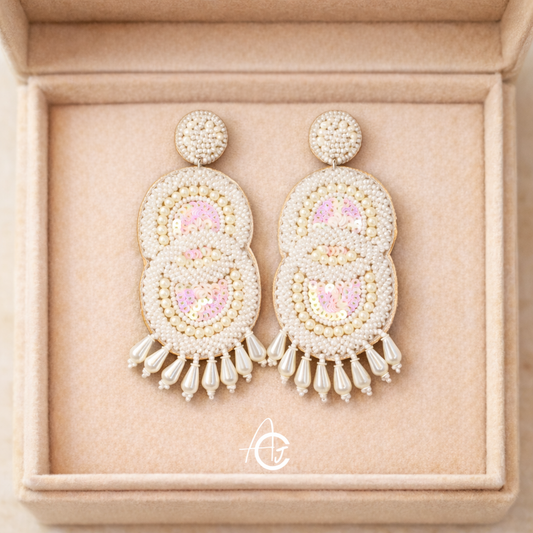 Beads Embroidered Earrings : Handmade