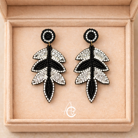 Beads Embroidered Earrings : Handmade